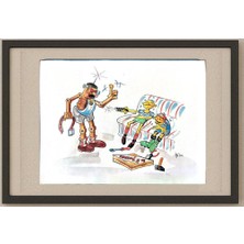 Karikatural Bozidar Vucelic 33X23CM Orijinal Karikatür Tablo