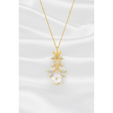 Çekirdek Jewelry 925 Ayar Gümüş Manolya Çiçekli Ters Kolye