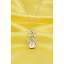 Çekirdek Jewelry 925 Ayar Gümüş Manolya Çiçekli Ters Kolye