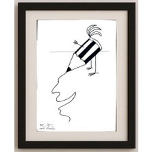 Karikatural Masoud Ziaei Zardkhashosei 29X21CM Orijinal Karikatür Tablo
