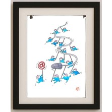 Karikatural Wang Rui Sheng 29X21CM Orijinal Karikatür Tablo