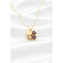 Çekirdek Jewelry 925 Ayar Gümüş Garnet Taşlı Ters Yonca Kolye