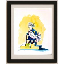 Karikatural Marie Marcks 29X21CM Orijinal Karikatür Tablo