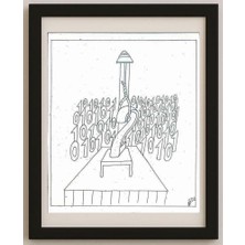 Karikatural Reza Abedi 25X21CM Orijinal Karikatür Tablo