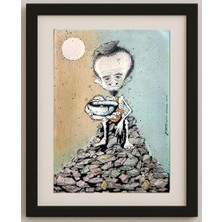 Karikatural Gholamreza Azimi 29X21CM Orijinal Karikatür Tablo