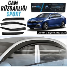 Caralp Sunplex Citroen C Elysee 2012-2023 Uyumlu Spor Cam Rüzgarlığı Seti Piano Black 4\'lü Parlak Siyah