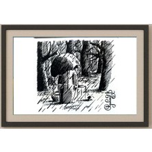 Karikatural Arkadi Saltykov 11X7CM Orijinal Karikatür Tablo