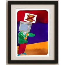 Karikatural Waleed Naif Mohammed 29X21CM Orijinal Karikatür Tablo