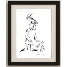 Karikatural Meret Klıçev 15X13CM Orijinal Karikatür Tablo