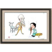 Karikatural Li Pei Gen 29X21CM Orijinal Karikatür Tablo
