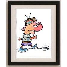 Karikatural Sergio Mas 24X18CM Orijinal Karikatür Tablo