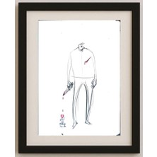 Karikatural Mohsen Divandari 28X19CM Orijinal Karikatür Tablo