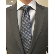 Reflect Your Style Kravat Lüks Su ve Leke Tutmaz Özel Kumaş Açık Turkuaz ve Lacivert Çapraz Çizgili