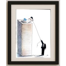 Karikatural Masoud Ziaei Zardkhashosei 29X21CM Orijinal Karikatür Tablo