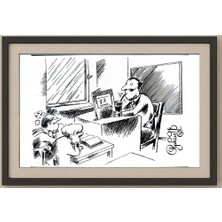 Karikatural Arkadi Saltykov 15X10CM Orijinal Karikatür Tablo