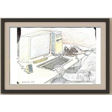 Karikatural Hamid Reza Azizy 43X30CM Orijinal Karikatür Tablo