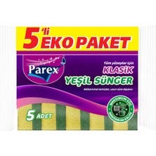 Parex Klasik Yeşil Düz Sünger 5'li Eko Paket 4 Adet