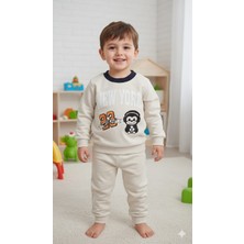 Miar Kids Erkek Çocuk New York Baskılı Sweatshirt ve Alt Eşofman Takımı - Pamuklu Iki Iplik Takım
