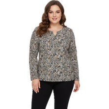 Linsolita Kadın V Yaka Modelli Baskılı Bluz BGL-ST05106