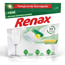 Renax Bulaşık Makinesi Kapsülü Hepsi Bir Arada 33'lü 346 G Mükemmel Parlaklık ve Güçlü Yağ Çözme