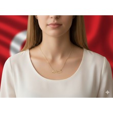 ForgeBox Atatürk Imzası Figürlü Çelik Kolye Gold Renk Zarif Şık Tasarım