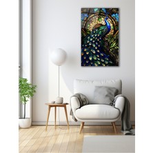 Marsilyan Vitray Tavus Kuşu Cam Tablo