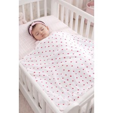 Sitilin Kız Erkek Bebek Çift Katlı Penye Kalpli Kundak Battaniye STL7138