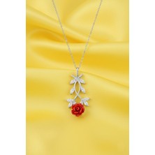 Çekirdek Jewelry 925 Ayar Gümüş Ters Güllü Kolye