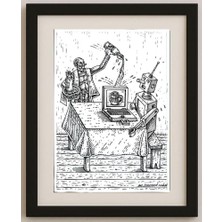 Karikatural Porumbita Mihaita 29X21CM Orijinal Karikatür Tablo