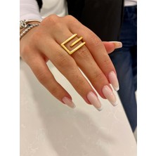 Nur Tasarım Atolyesi Kadın Gold Çelik Tasarım Yüzük
