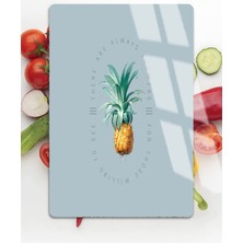 Harikabirev|yazı Detaylı Ananas Motifli |çizilmez Cam Kesme Tahtası