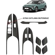 Carmind Hyundai Bayon Iç Trim Karbon Folyo Kaplama Set (Ayna Katlama Butonsuz)