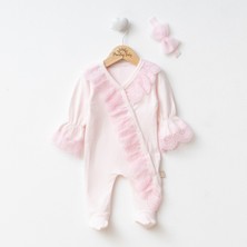 Miniday Kız Bebek Mevlütlük Tulum Dantelli Bandanalı