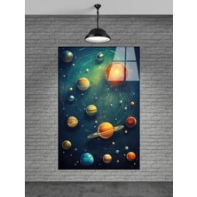 Marsilyan Dünya ve Gezegenler Cam Tablo Ev Dekorasyon,balkon Dekorasyonu,dekoratif,duvar Tablo