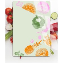 Harikabirev|bohem Meyveler Motifli |çizilmez Cam Kesme Tahtası