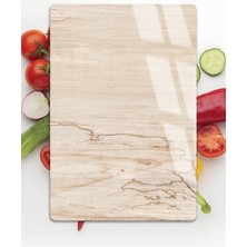 Harikabirev|ahşap Odun Çizgileri Motifli |çizilmez Cam Kesme Tahtası