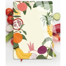 Harikabirev|tropikal Meyveler Motifli |çizilmez Cam Kesme Tahtası