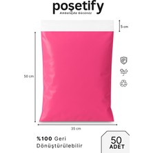 Poşetify Pembe Cepsiz Kargo Poşeti 35X50X5 cm | 50 Adet | E-Ticaret Poşeti | Yapışkan Bantlı Kargo Zarfı
