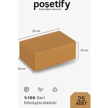 Poşetify 25 Adet 25X16X10 cm Baskısız Kraft Kesimli Kutu – Dayanıklı E-Ticaret ve Hediye Paketleme Kutusu