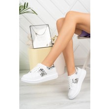Erceka Kadın Günlük Sneaker Yılan ve Zebra Desenli Bağcıklı