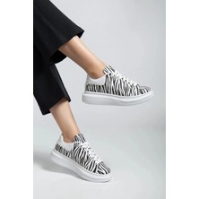 Erceka Kadın Günlük Sneaker Yılan ve Zebra Desenli Bağcıklı