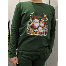 Pidal Giyim Yılbaşı Özel Merry Christmas Baskılı Pamuklu Uzun Kollu Unisex Çocuk Sweatshirt
