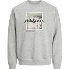 Jack & Jones Jack Jones Flare Front Prınt Relax Fit Erkek Sweat 12285680
