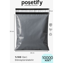 Poşetify Cepsiz Kargo Poşeti 48X55X5 cm | 10000 Adet | E-Ticaret Poşeti | Gri | Yapışkan Bantlı Kargo Zarfı