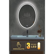 Karaçam Dekor Lazer Kumlamalı LED Işıklı 3 Renkli Dokunmatik Banyo ve Konsol Aynası
