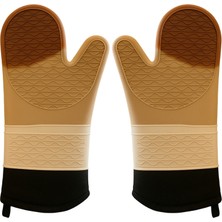 Layfhex Yanmaz Yapışmaz Isı Dayanıklı Mangal Fırın Eldiveni Silikon Çift Kat Çift El