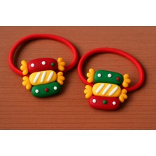 Yılbaşı Şeker Figürlü Bebek Lastik Toka Seti – 2’li Kız Çocuk Tokası