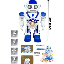 Trendzone Uzaktan Kumandalı Full Fonksiyon Pilli Sesli Işıklı Disk Atan Oyuncak Uzay Savaşçısı Robot 27CM