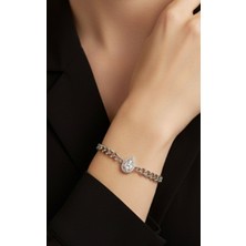 Hg.Aksesuar Kadın Baget Taşlı Damla Modeli Çelik Bileklik