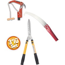 Depolife Bahçe Için Yüksek Ağaç Tepe Dal Kesme Makası ve Çim Çit Budama Kesme Testere Seti 3 Parça